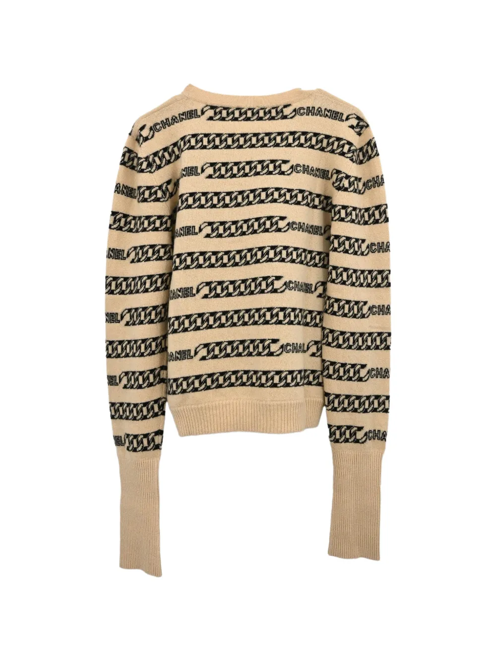 Pre-owned Chanel 2001 Chain-print Sweater In Neutrals
