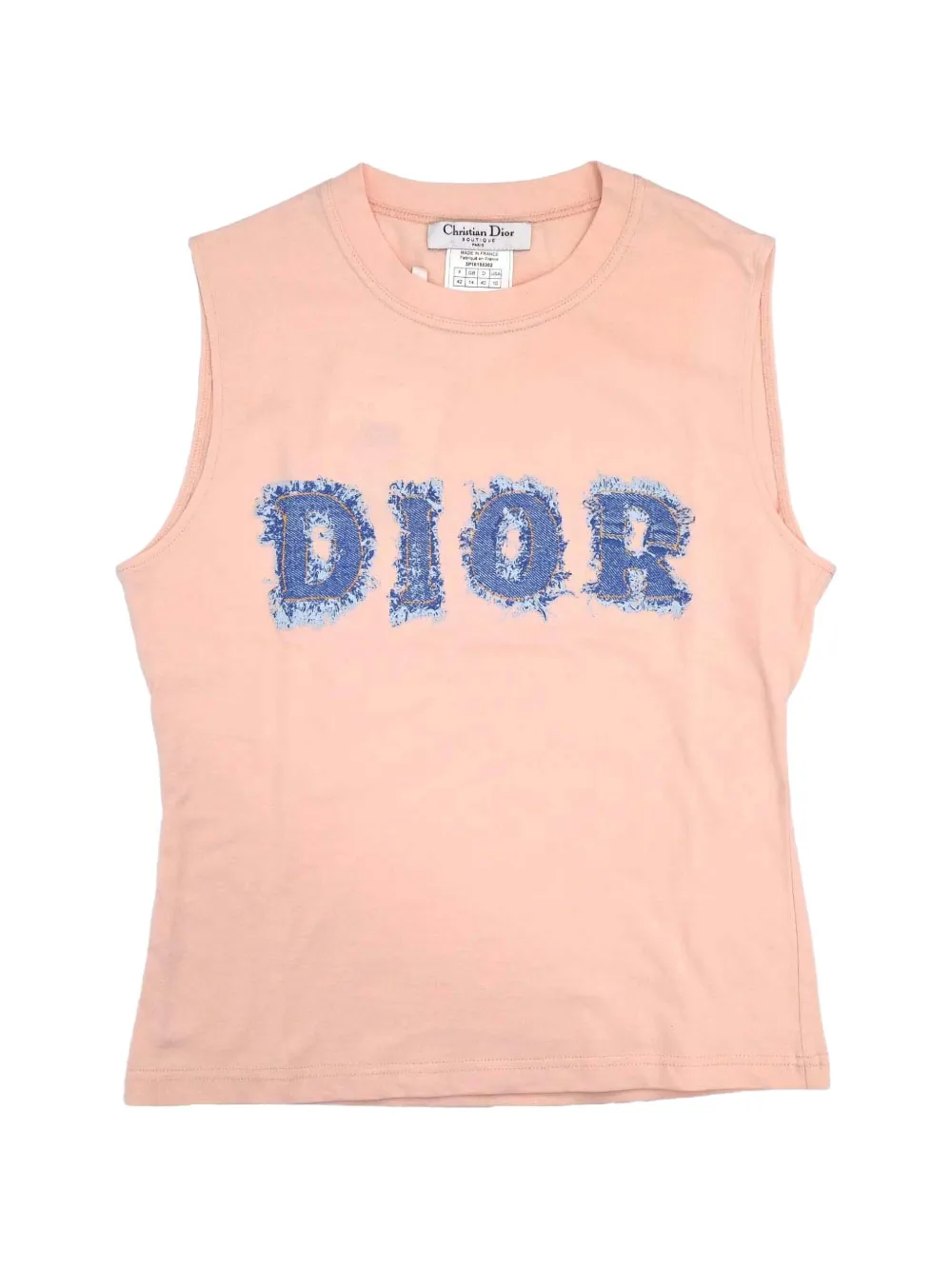 Christian Dior Pre-Owned denim logo-print tank top - Rosa