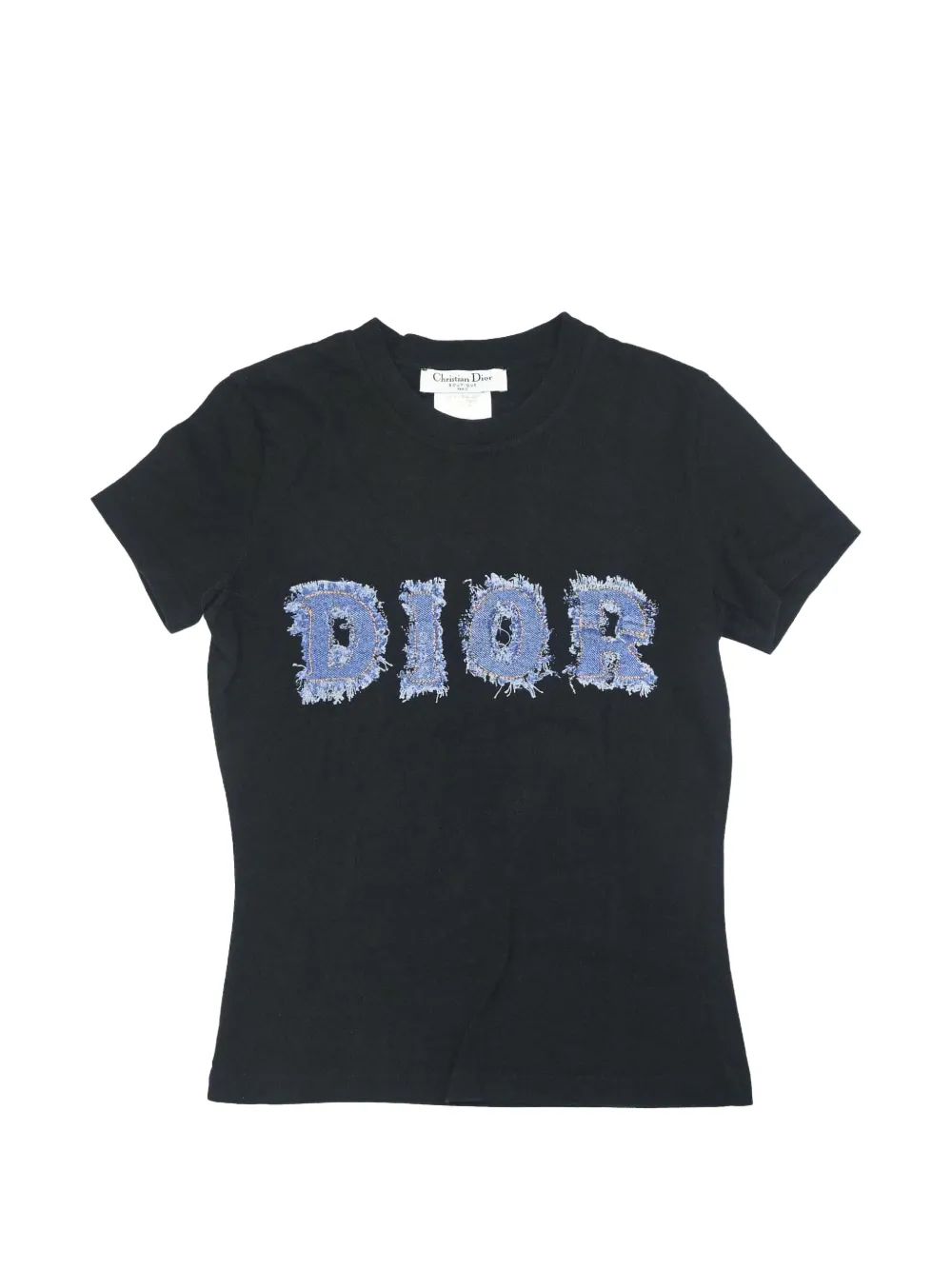 Christian Dior Pre-Owned 2003 logo-print denim-patch T-shirt - Noir