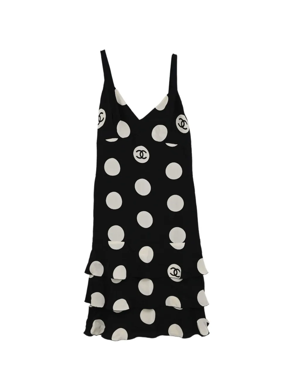 CHANEL Pre-Owned 1997 polka-dot tiered dress - Noir CHANEL Pre-Owned 1997 polka-dot tiered dress - Noir