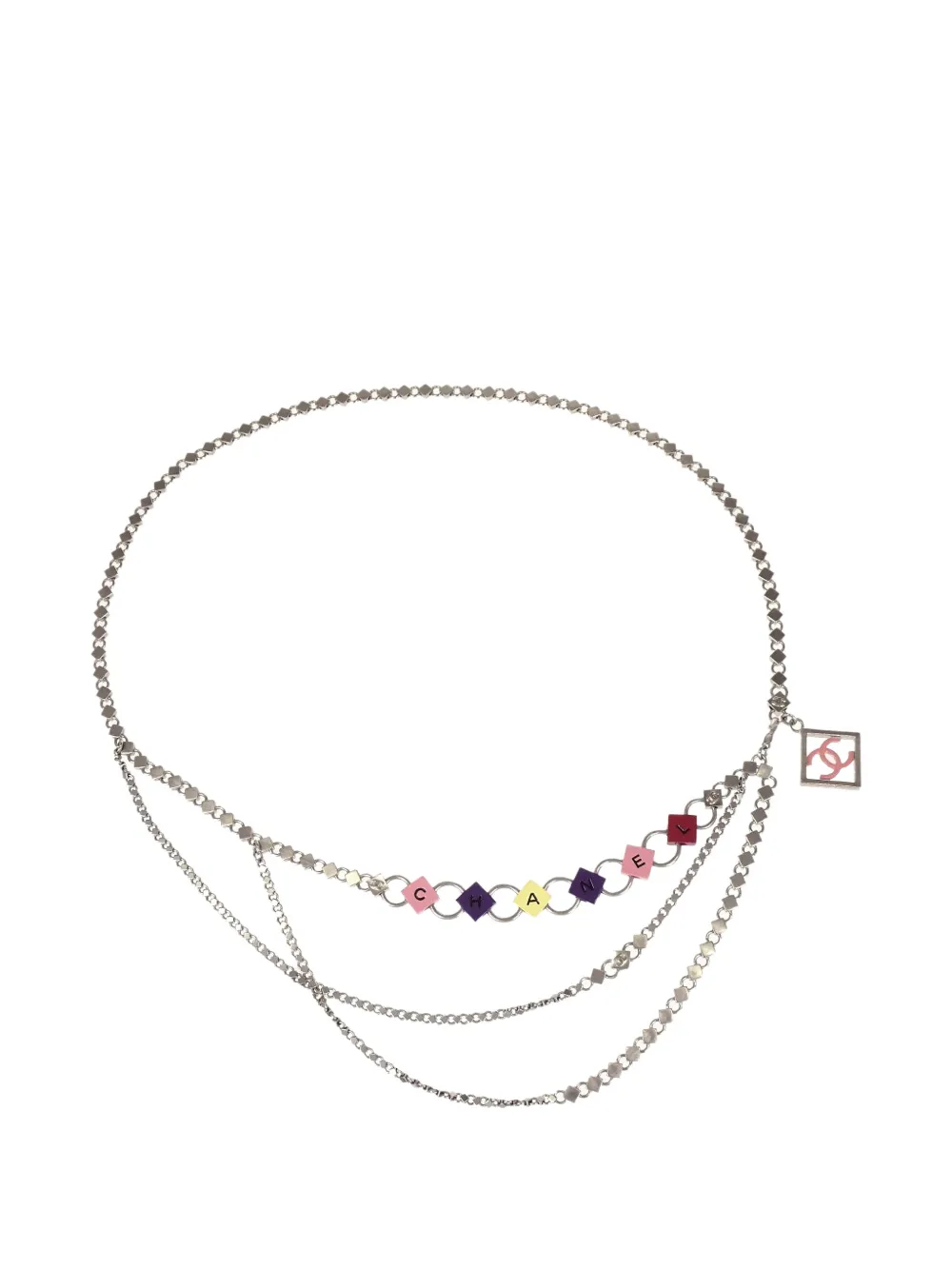 CHANEL Pre-Owned small logo-pendant chain belt - Silver
