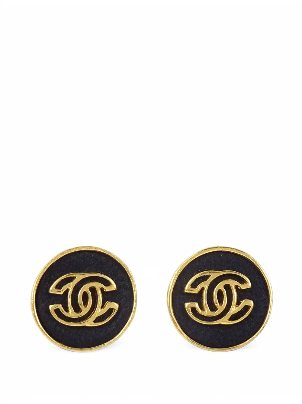 CHANEL Pre-Owned Interlocking CC logo-plaque earrings - Gold