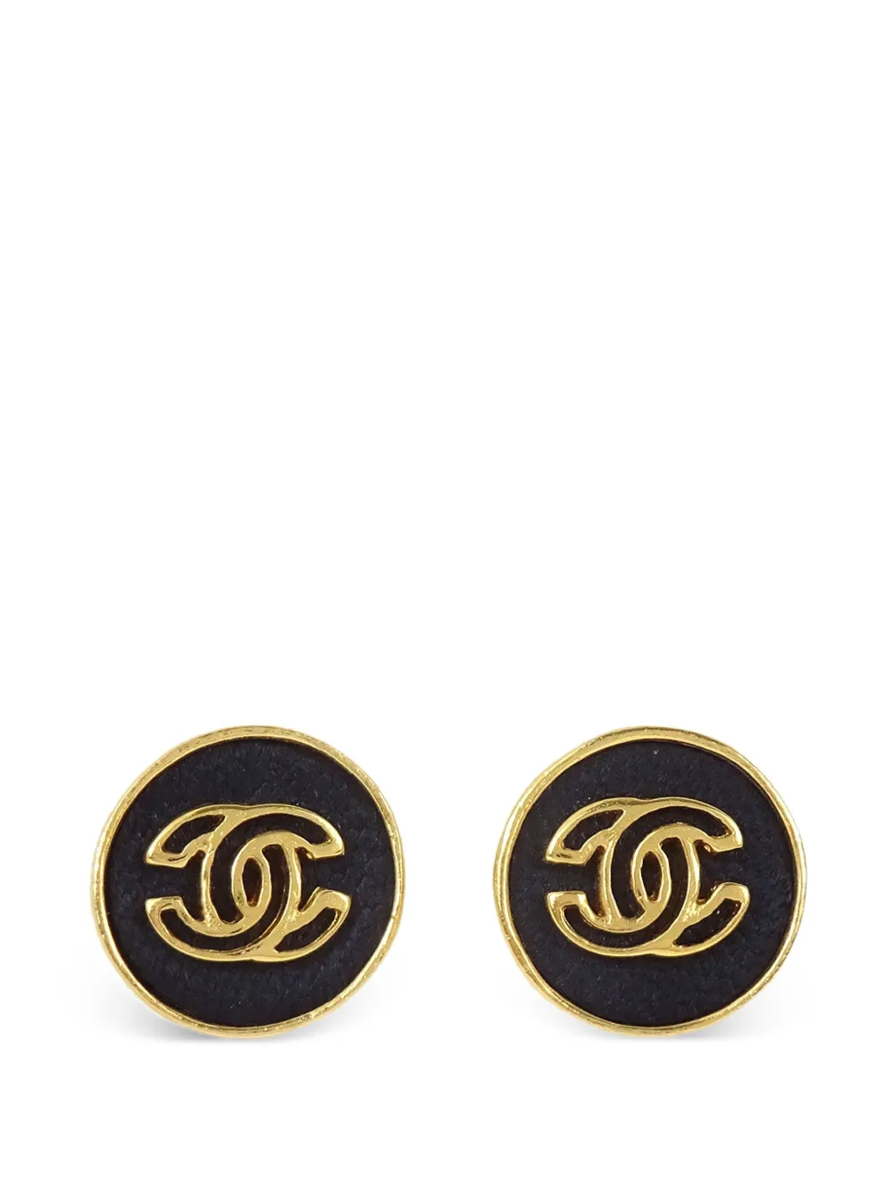 CHANEL Pre-Owned Interlocking CC logo-plaque earrings - Gold