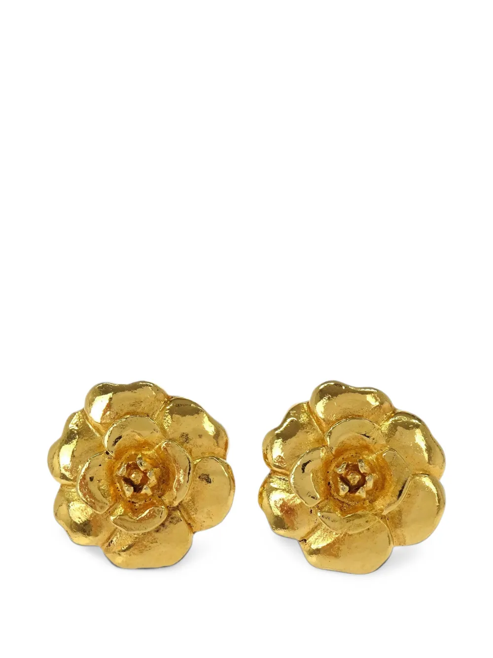 CHANEL Pre-Owned Camellia clip-on earrings - Oro