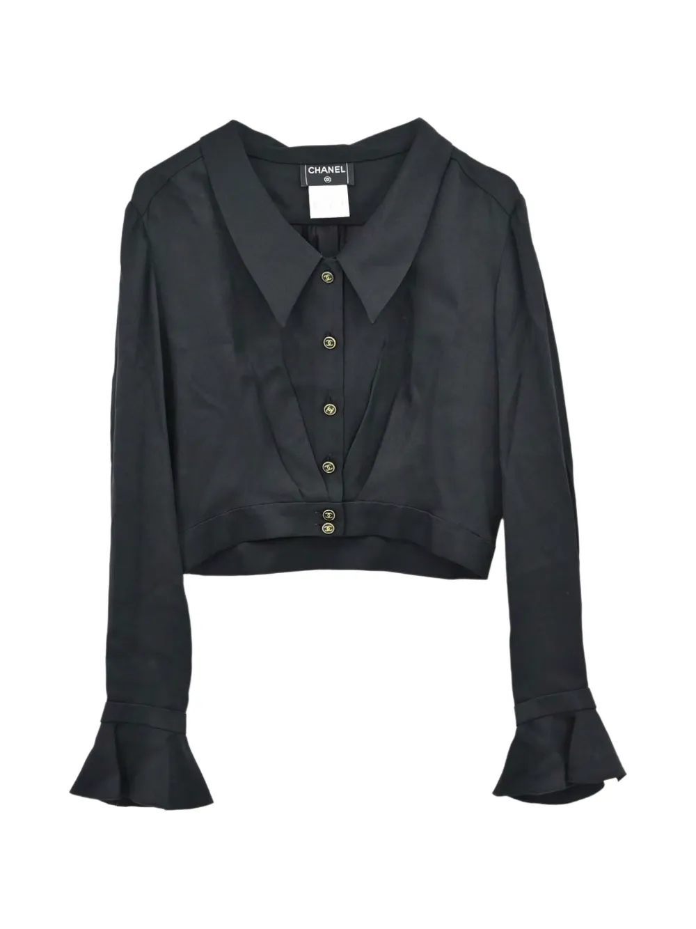 CHANEL Pre-Owned 2001 ruffle-cuff silk shirt - Nero