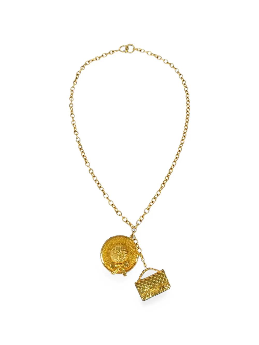 CHANEL Pre-Owned flap bag hat pendant necklace - Oro