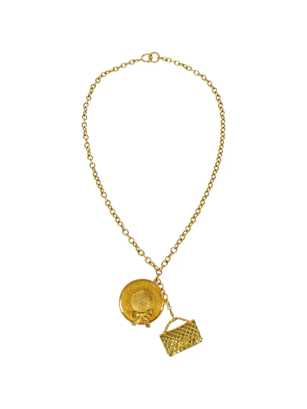 CHANEL Pre-Owned flap bag hat pendant necklace - Gold