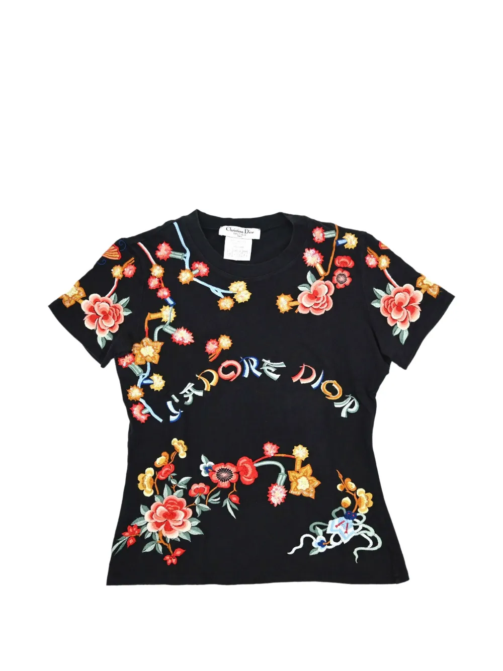 Christian Dior Pre-Owned 2001 sequin-embellished embroidered T-shirt - Noir