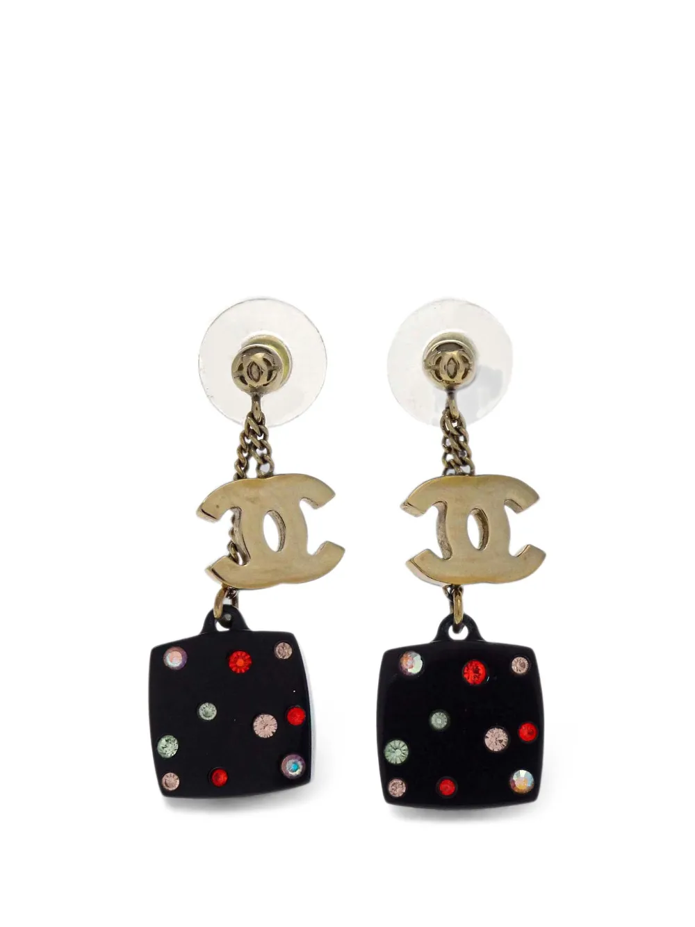 CHANEL Pre-Owned CC-pendant drop earrings - Oro