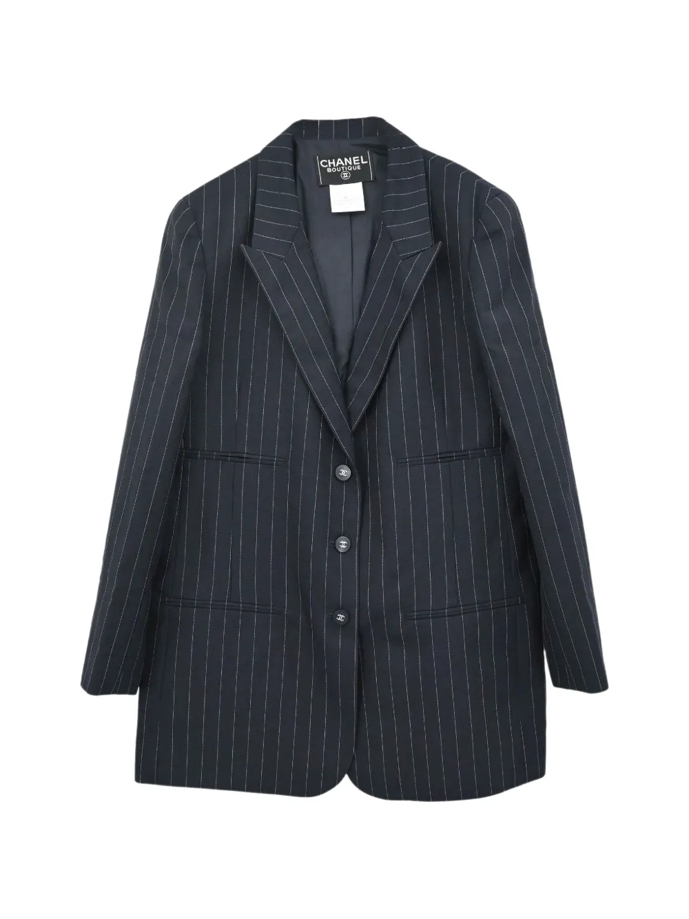 CHANEL Pre-Owned 1996 striped single-breasted blazer - Bleu CHANEL Pre-Owned 1996 striped single-breasted blazer - Bleu