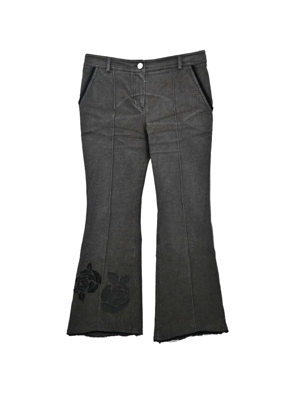 Christian Dior Pre-Owned Rose-patch flared jeans - Gris Christian Dior Pre-Owned Rose-patch flared jeans - Gris