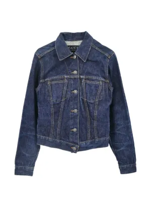 Marine Serre Moon Laser Denim Jacket | Purple | FARFETCH