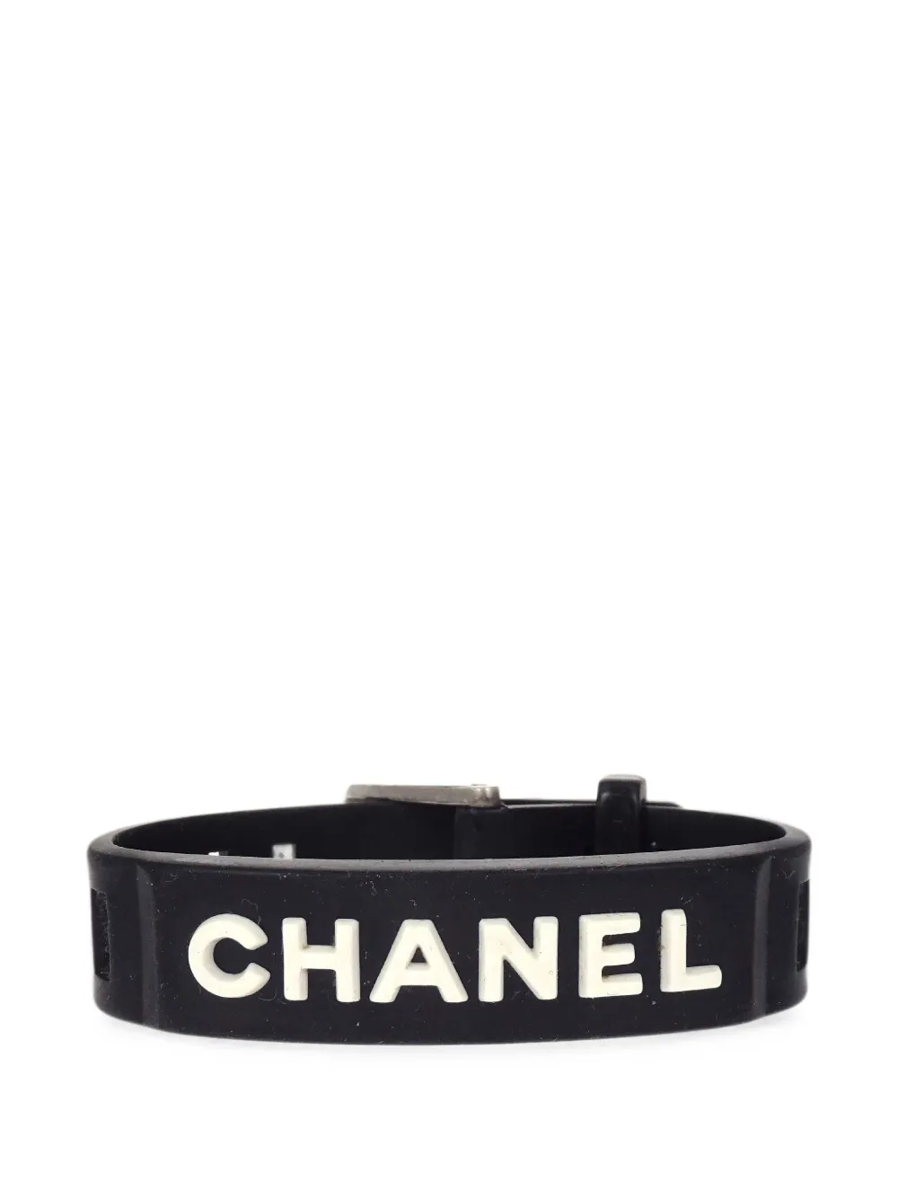 CHANEL Pre-Owned logo-print rubber bracelet - Nero