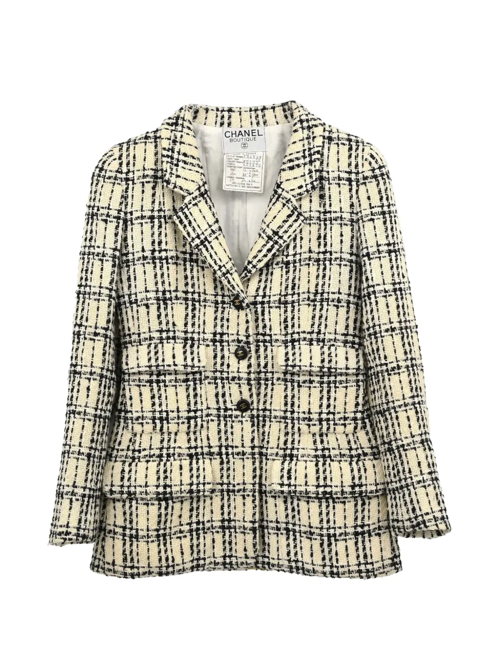 CHANEL Pre-Owned 1995 check tweed jacket - Nude