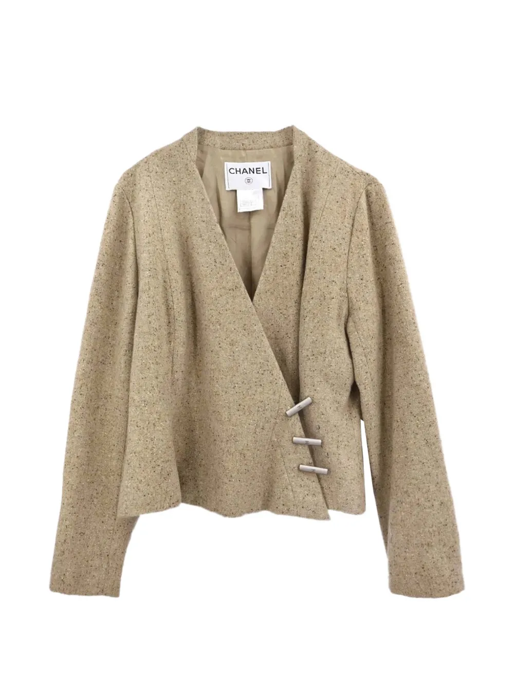 CHANEL Pre-Owned 1999 collarless toggle-fastening jacket - Nude