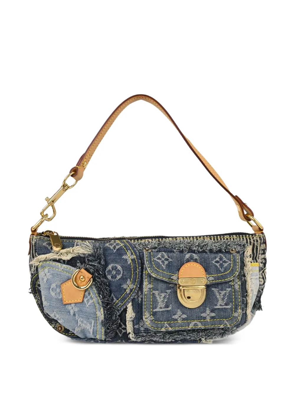 Louis Vuitton Pre-Owned Monogram Denim Patchwork Pouchy shoulder bag - Blau