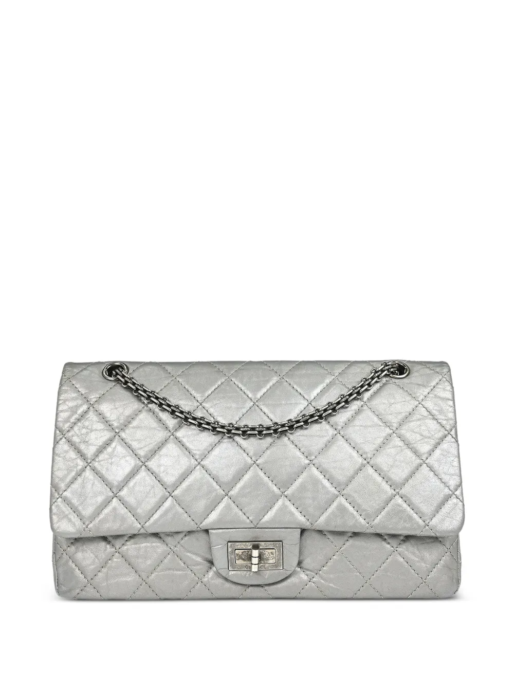 CHANEL Pre-Owned 2.55 Jumbo Classic Double Flap shoulder bag in Silver