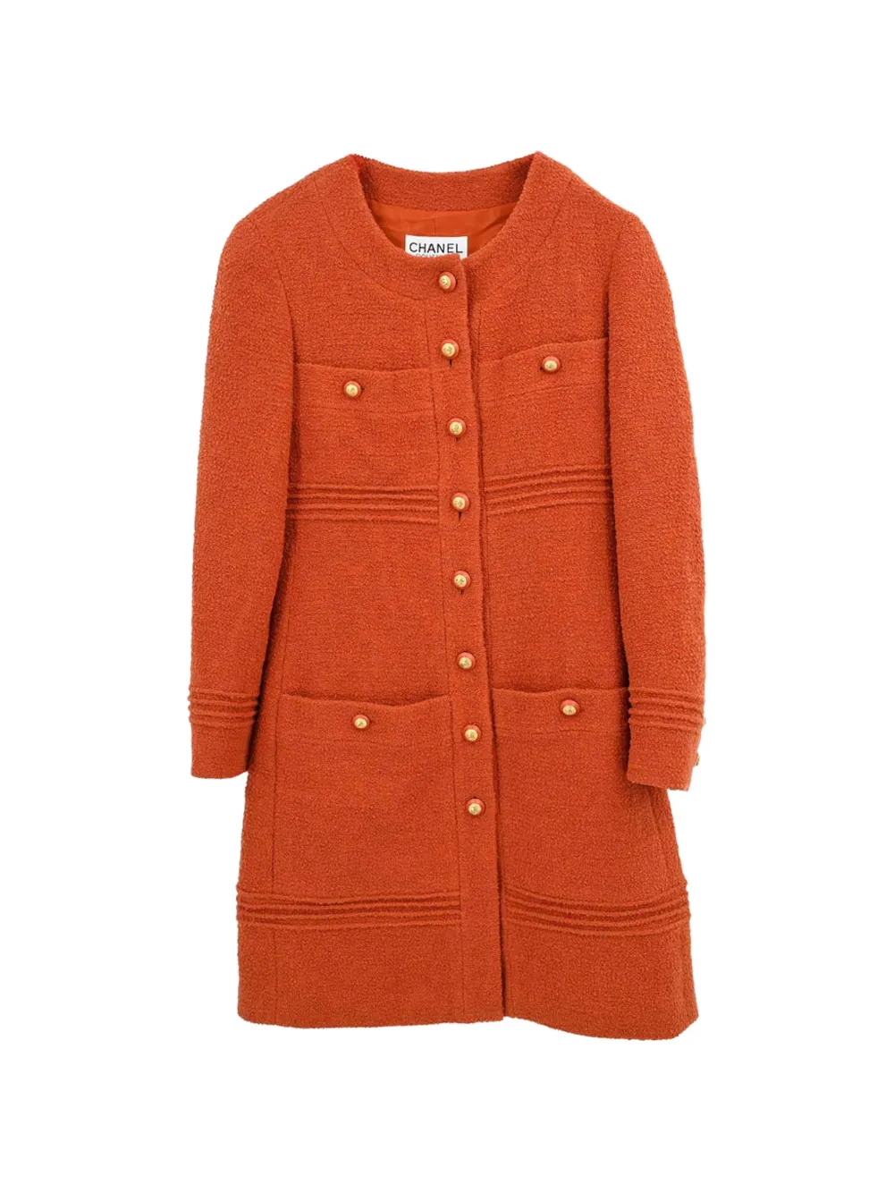 CHANEL Pre-Owned 1993 collarless bouclé coat - Arancione