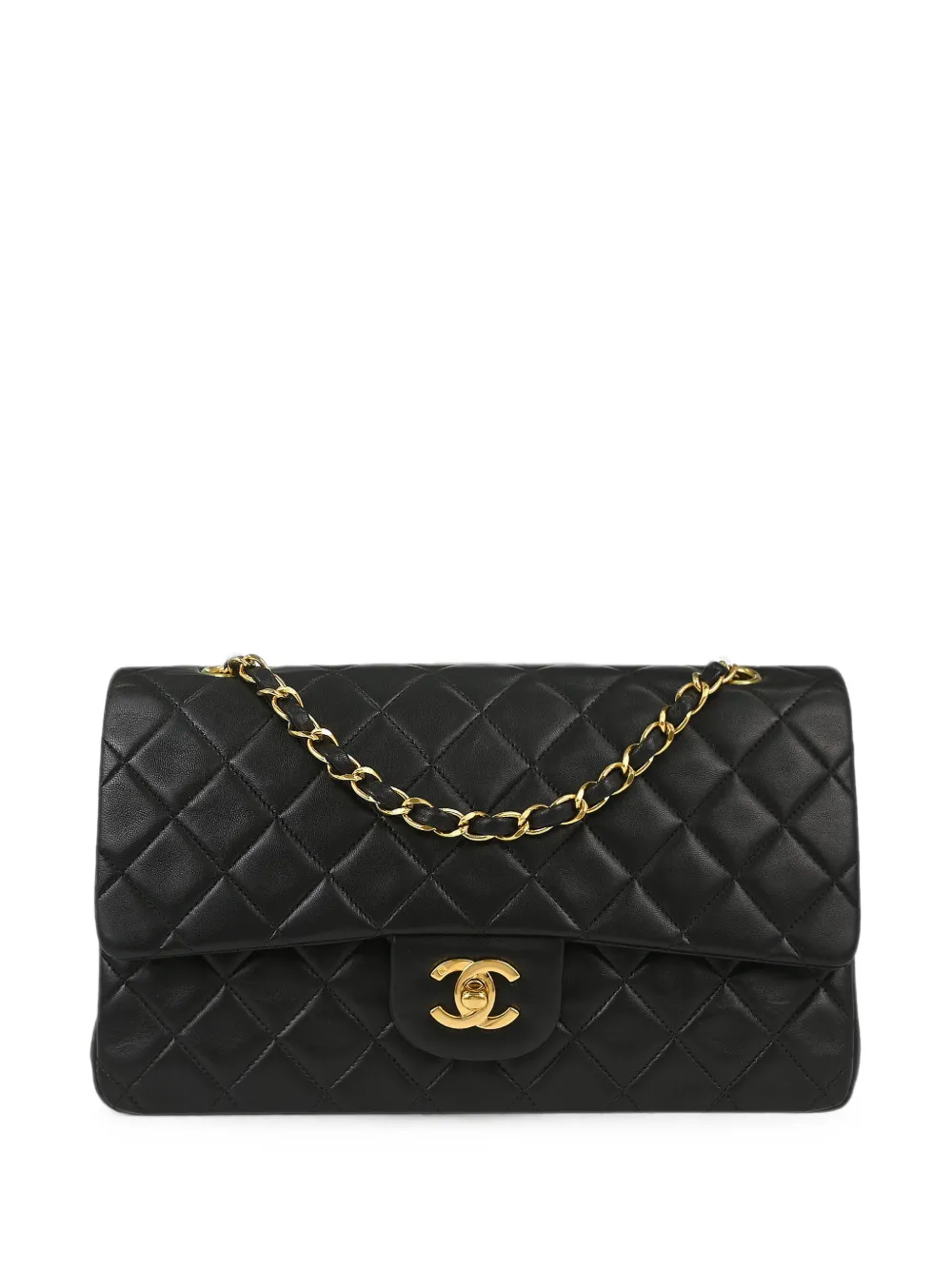 CHANEL Pre-Owned 1996-1997 Double Flap quilted lambskin shoulder bag - Nero