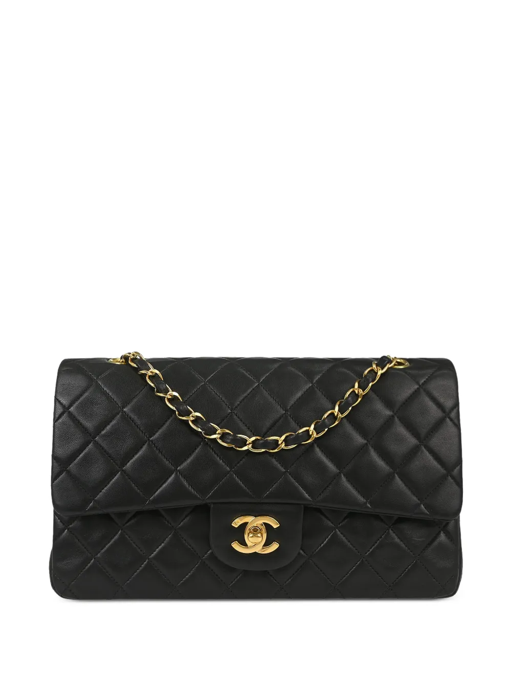 CHANEL Pre-Owned 1996-1997 Double Flap quilted lambskin shoulder bag - Black