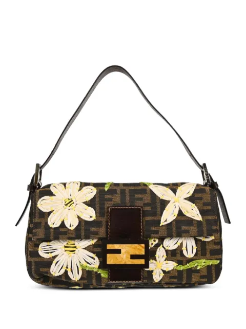 Fendi Pre-Owned Zucca floral-embroidered shoulder bag