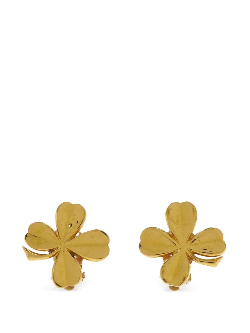 CHANEL Pre-Owned Clover clip-on earrings - Gold