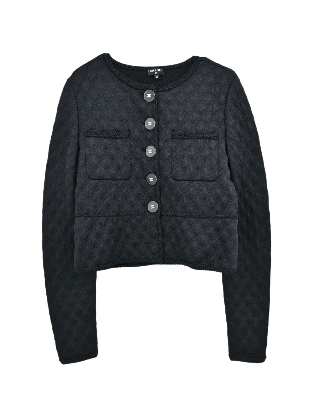 CHANEL Pre-Owned 2017 quilted collarless jacket - Noir CHANEL Pre-Owned 2017 quilted collarless jacket - Noir