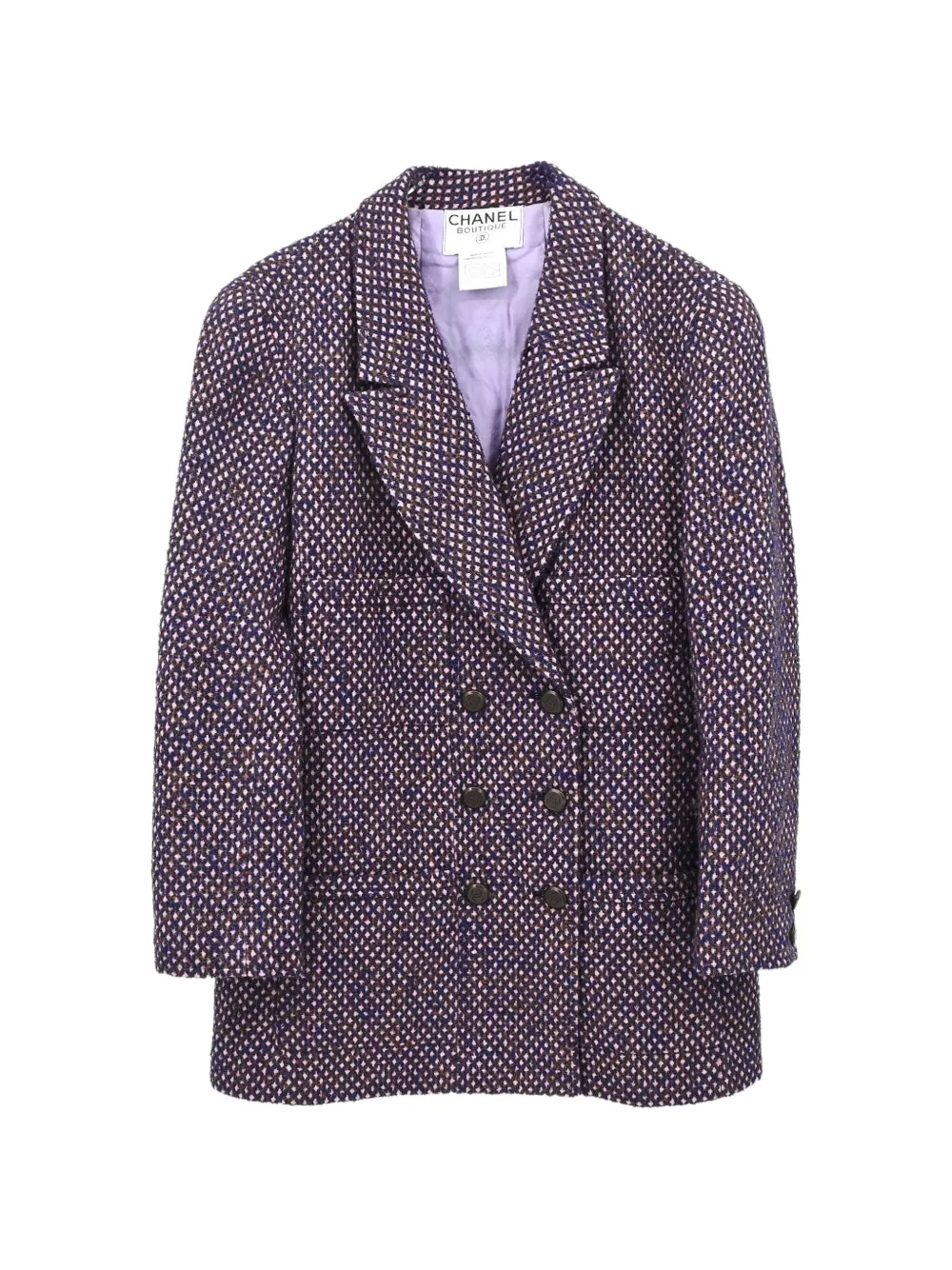 CHANEL Pre-Owned 1998 double-breasted tweed jacket - Viola