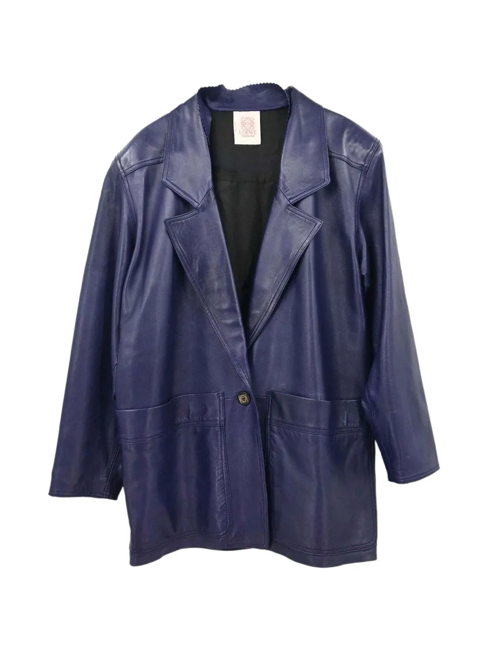 Loewe Pre-Owned single-breasted leather jacket - Bleu