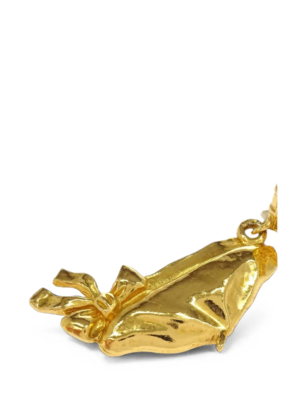 Pre-owned Chanel Rhombus Beret Drop Earrings In Gold