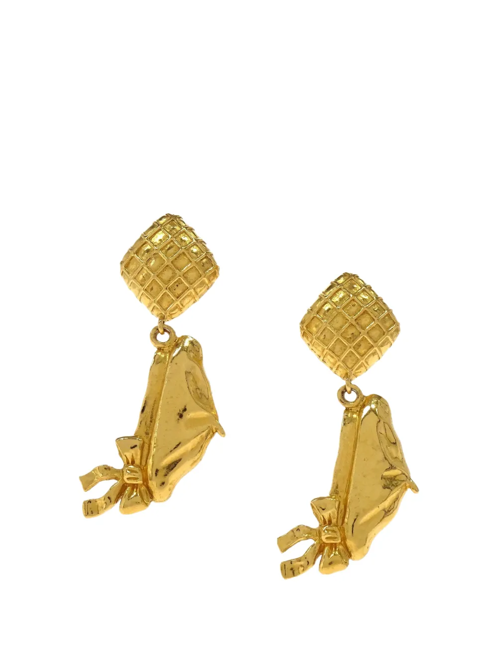 CHANEL Pre-Owned rhombus beret drop earrings - Gold