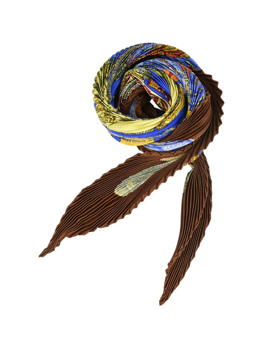 Hermès Pre-Owned small 90 Carre Art des Steppes pleated scarf - Blau
