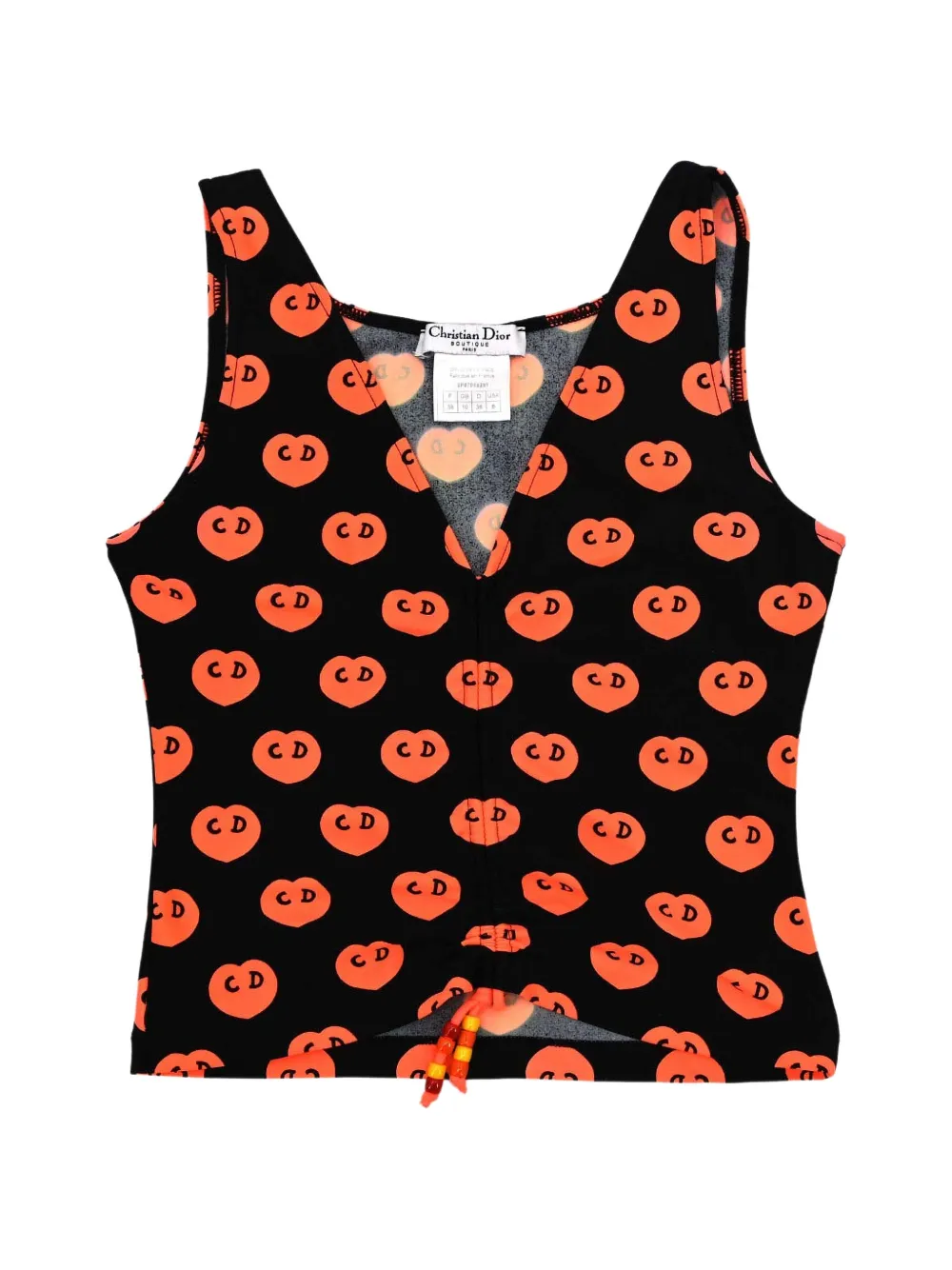Christian Dior Pre-Owned 2002 heart-print sleeveless tank top - Schwarz
