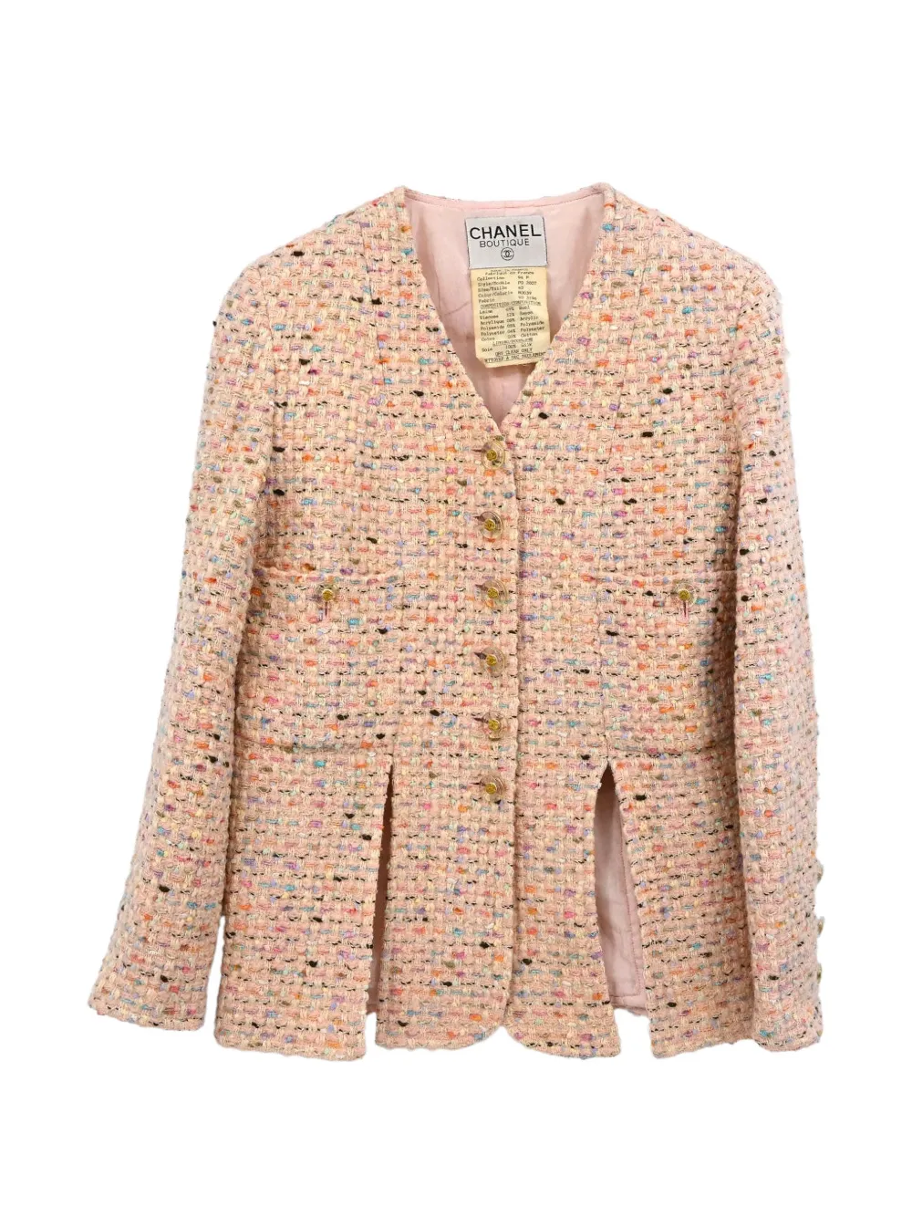 CHANEL Pre-Owned 1994 collarless tweed jacket - Rose CHANEL Pre-Owned 1994 collarless tweed jacket - Rose