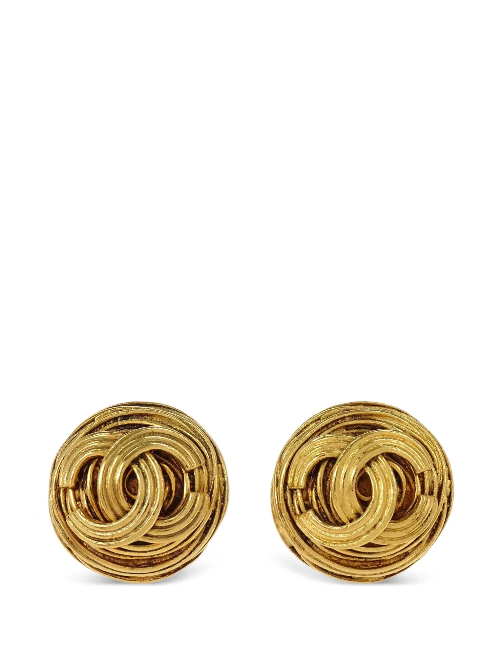 CHANEL Pre-Owned CC interlocking clip-on earrings - Gold