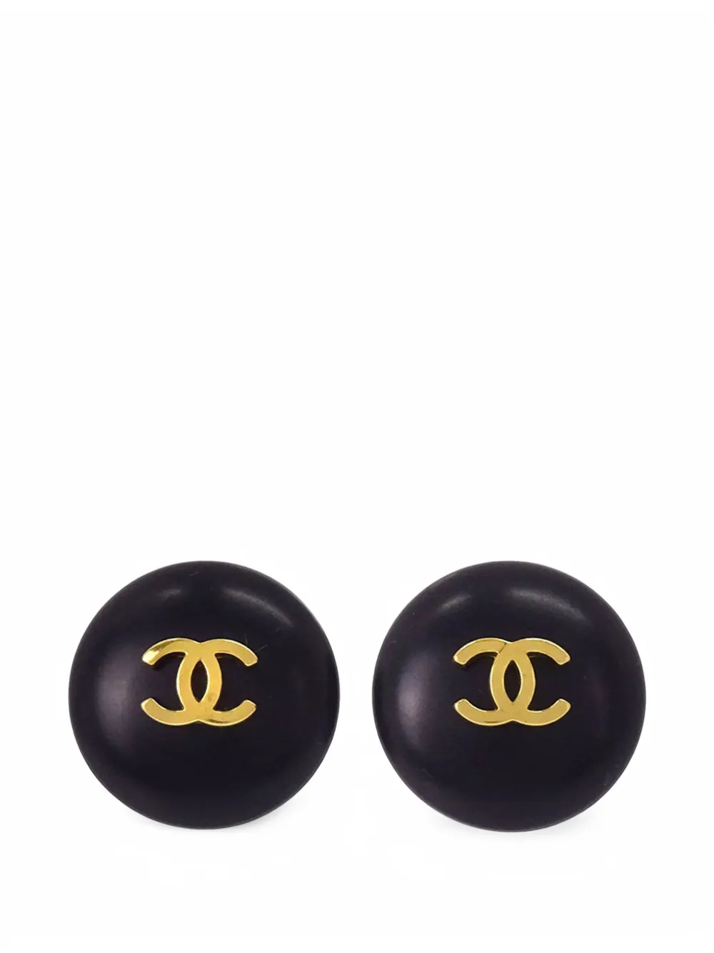 CHANEL Pre-Owned Interlocking CC button clip-on earrings - Oro