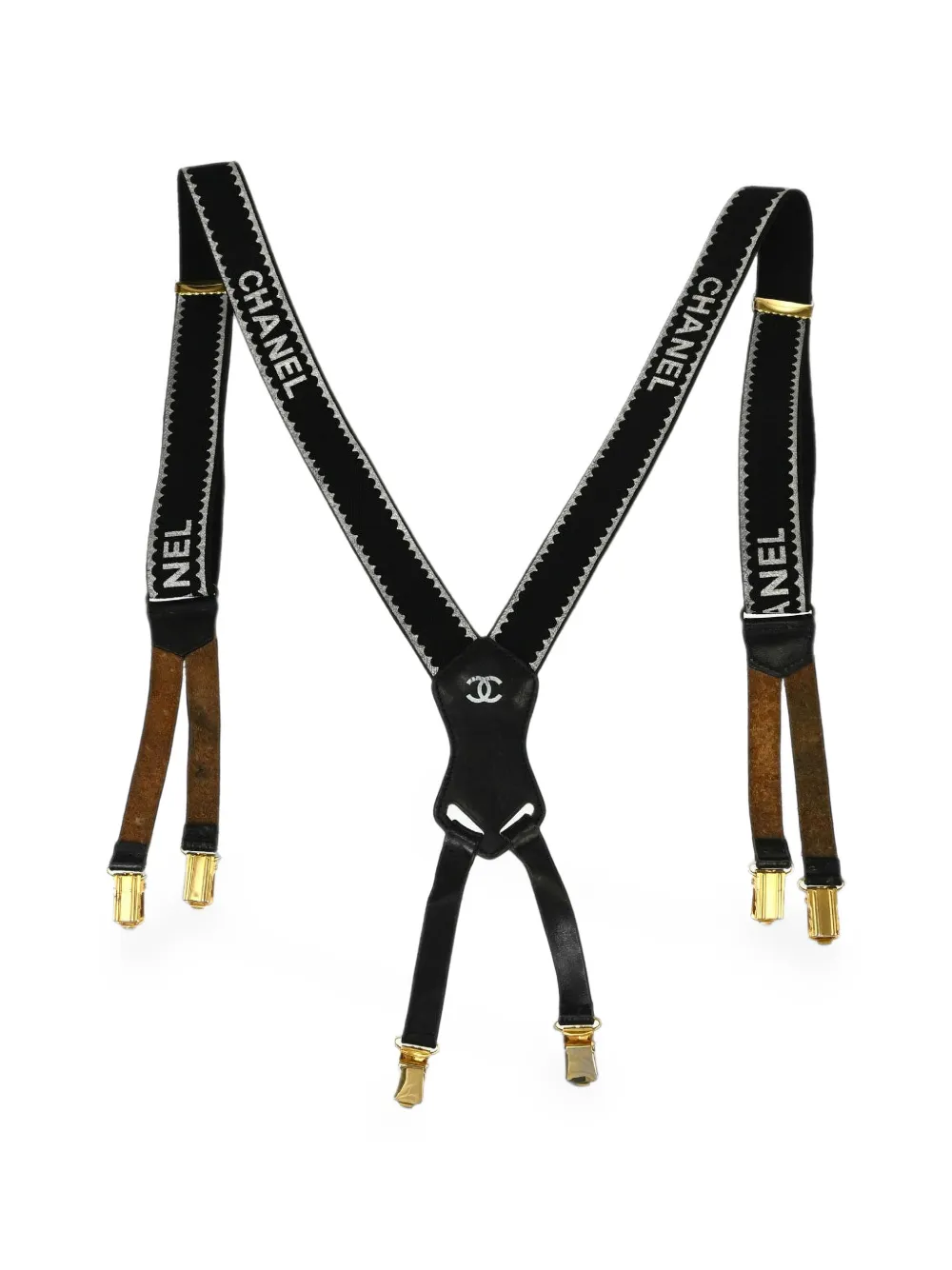 CHANEL Pre-Owned logo-print CC suspenders - Nero