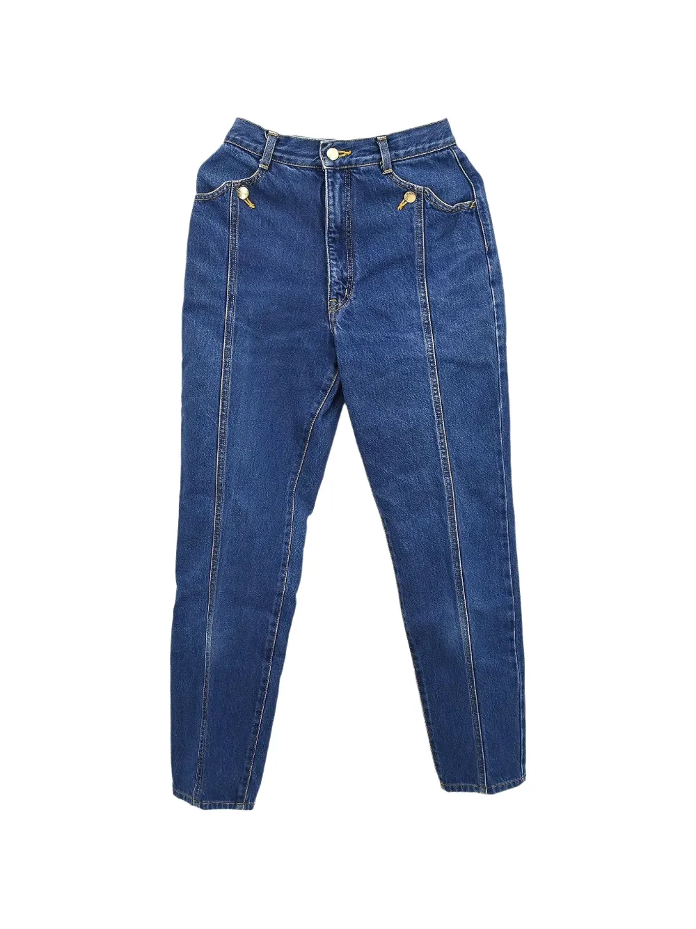 Saint Laurent Pre-Owned logo-embroidered jeans - Bleu Saint Laurent Pre-Owned logo-embroidered jeans - Bleu