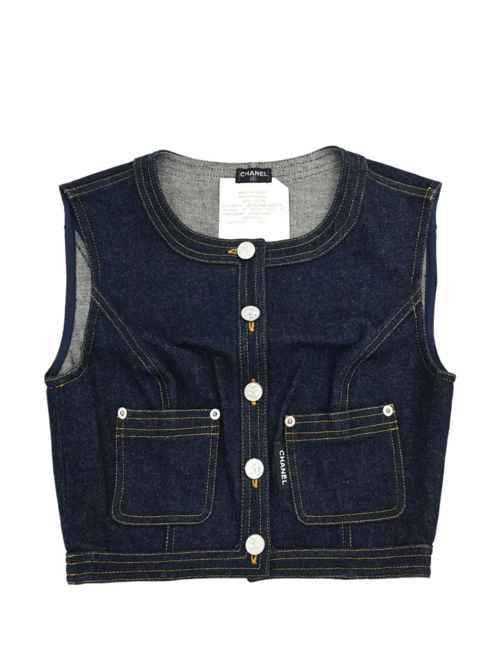 CHANEL Pre-Owned 1996 sleeveless denim jacket - Bleu CHANEL Pre-Owned 1996 sleeveless denim jacket - Bleu