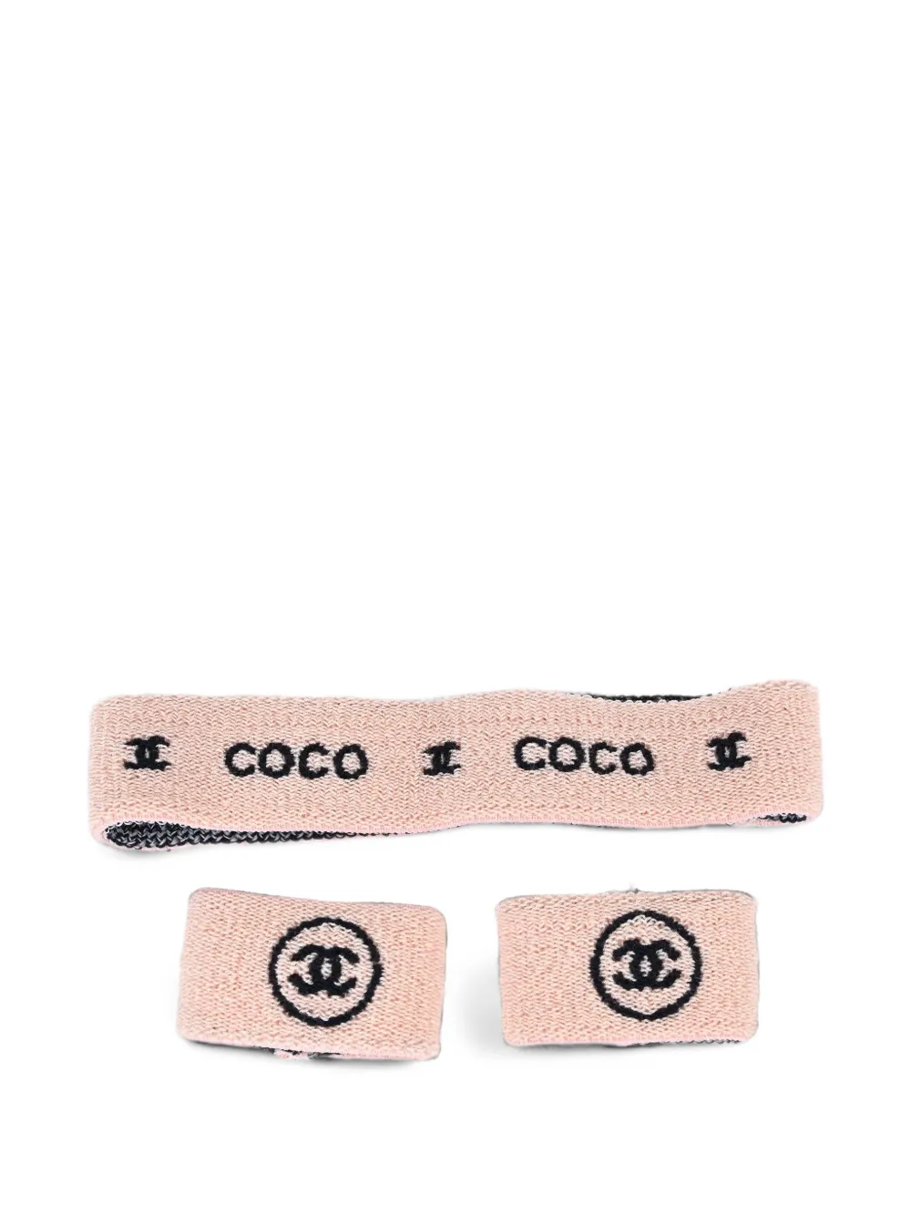 CHANEL Pre-Owned logo-embroidered headband and wristbands set - Toni neutri