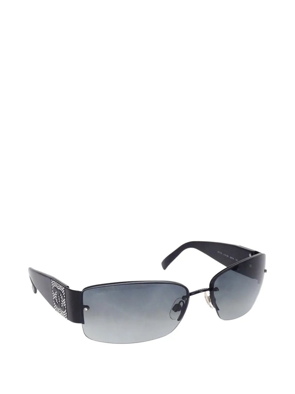 CHANEL Pre-Owned rhinestone-embellished rectangle-frame sunglasses - Noir CHANEL Pre-Owned rhinestone-embellished rectangle-frame sunglasses - Noir
