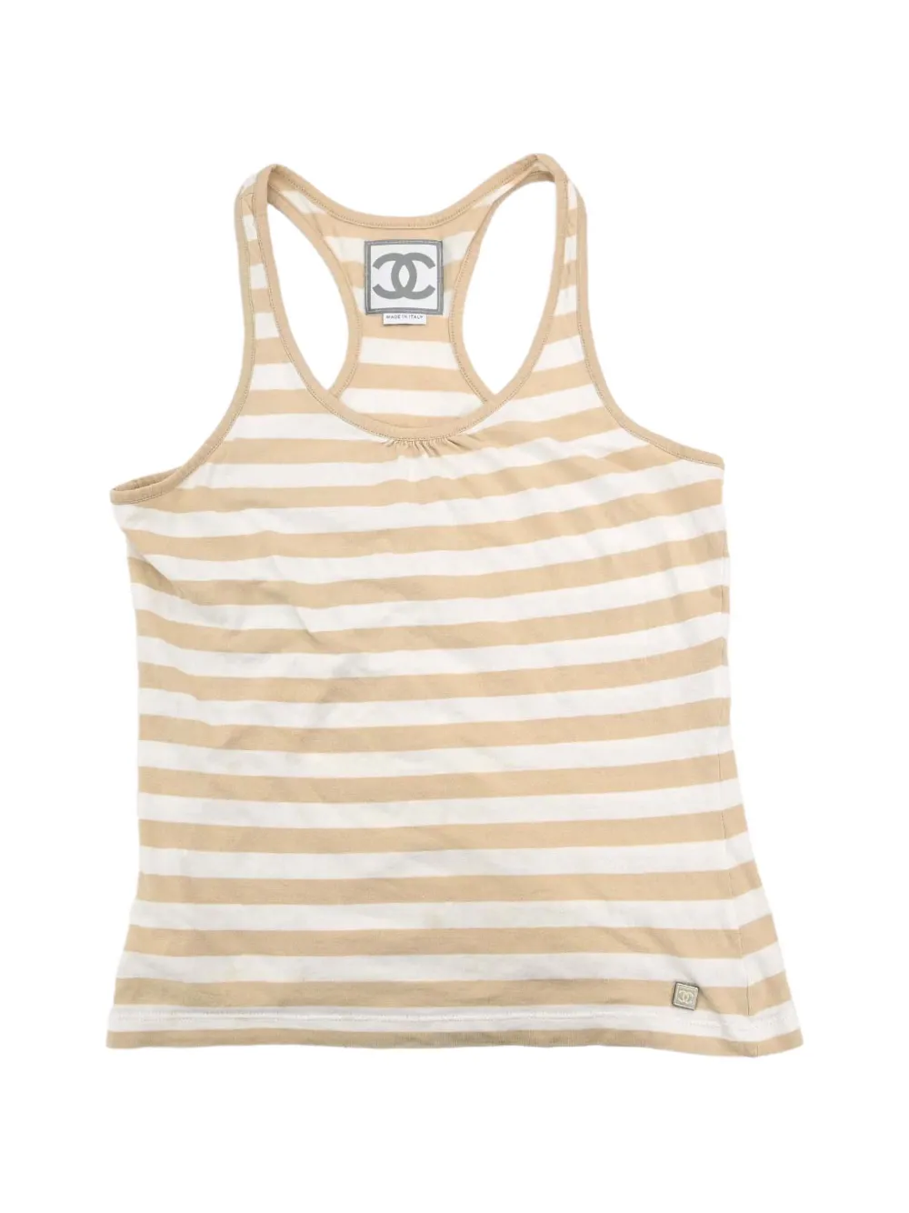 CHANEL Pre-Owned 2007 striped racerback tank top - Nude