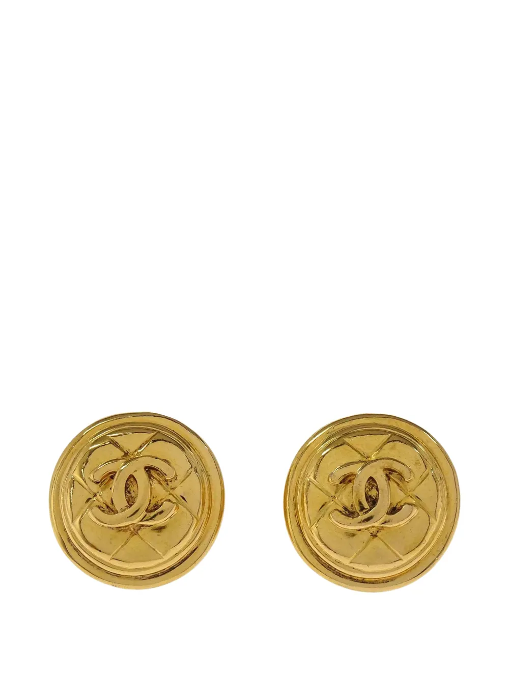 CHANEL Pre-Owned quilted CC clip-on earrings - Gold