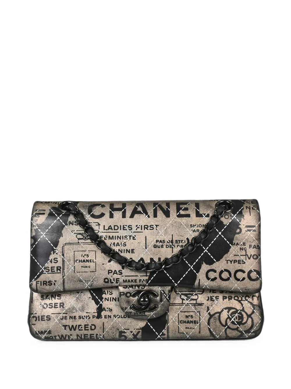 CHANEL Pre-Owned 2015-2016 Newspaper Classic Double Flap shoulder bag - Gold