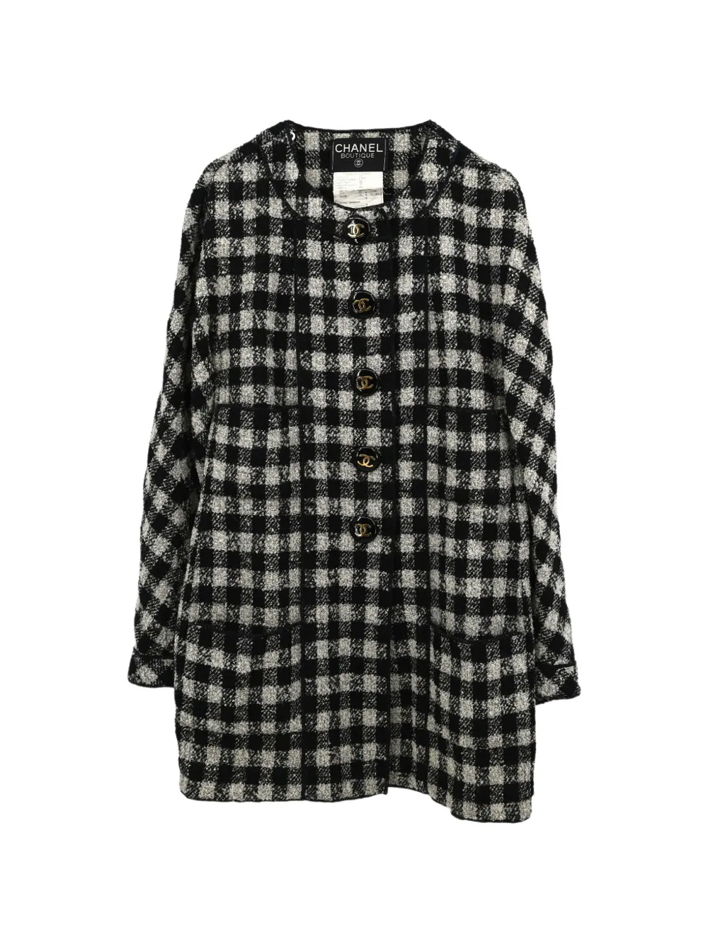 CHANEL Pre-Owned tweed check jacket - Noir CHANEL Pre-Owned tweed check jacket - Noir