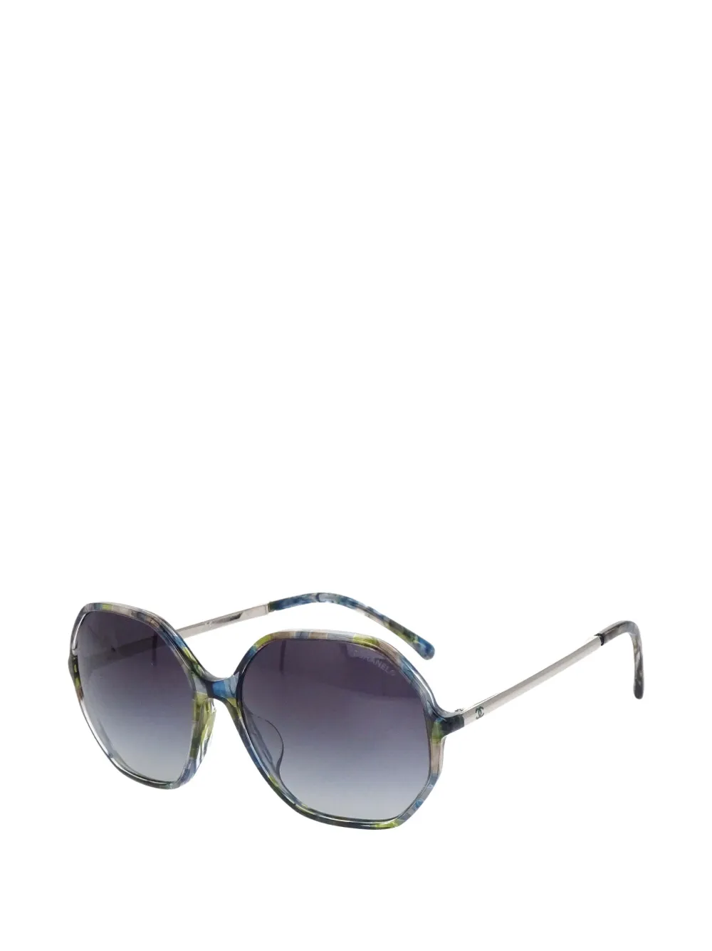 CHANEL Pre-Owned geometric-frame sunglasses - Blau