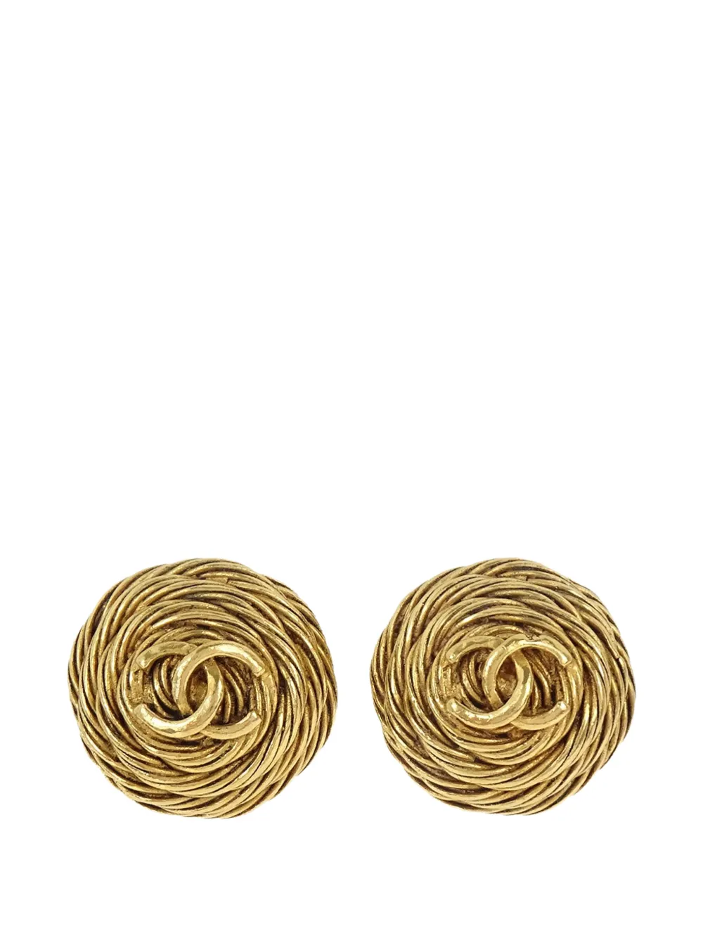 CHANEL Pre-Owned interlocking CC button clip-on earrings - Gold