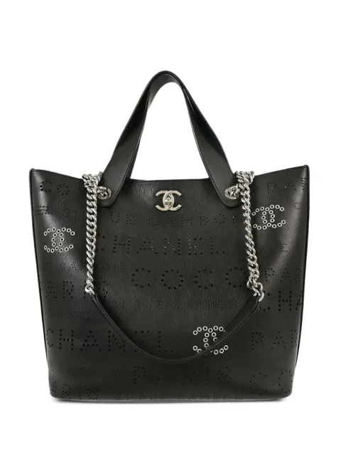 CHANEL Pre-Owned Borsa tote con occhielli a forma di logo 2019