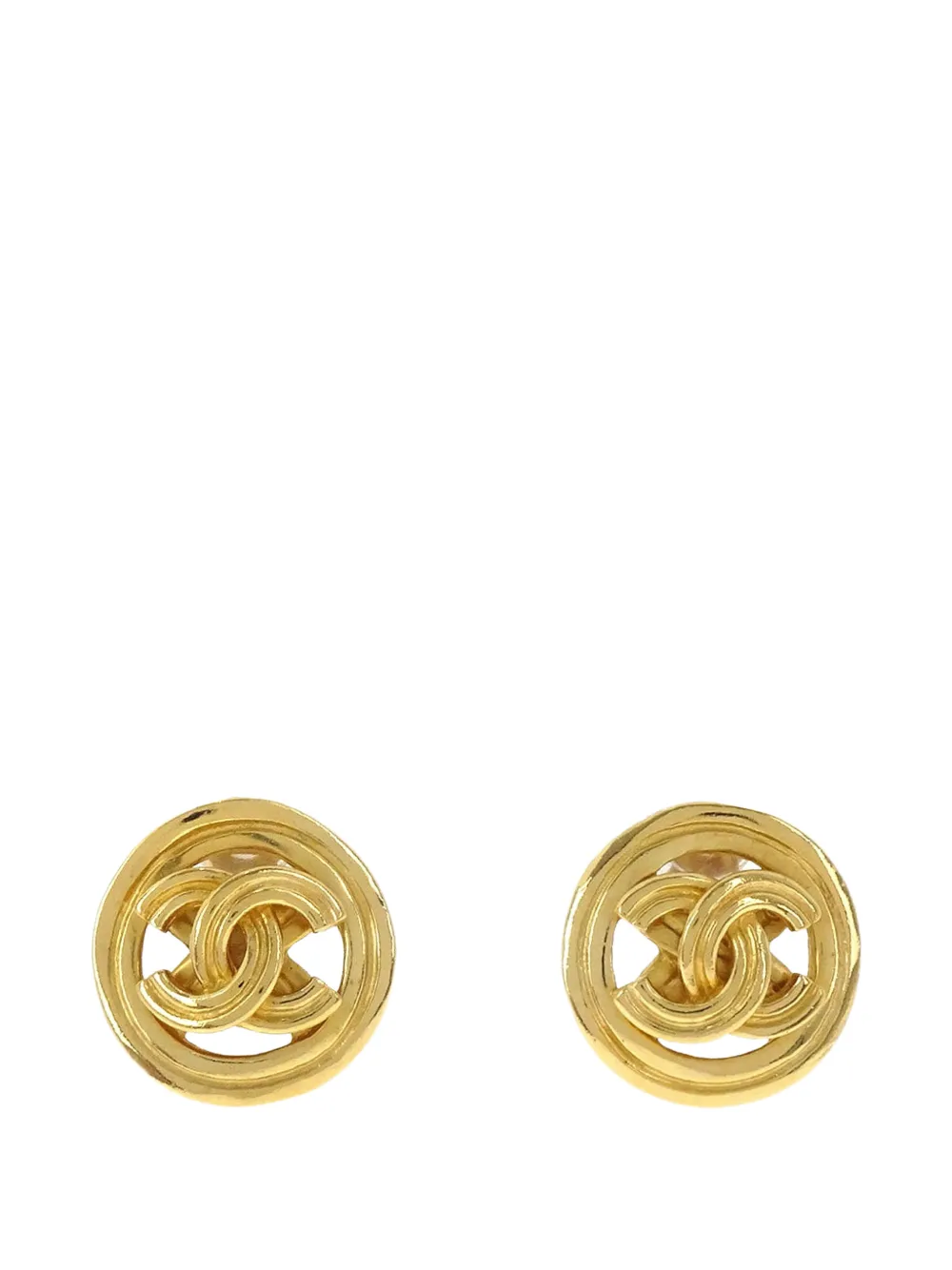 CHANEL Pre-Owned CC Button clip-on earrings - Gold