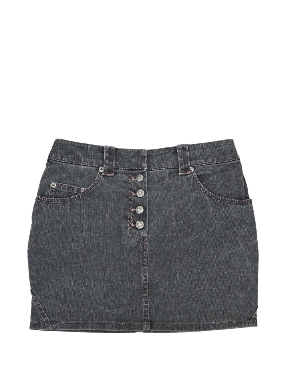 Christian Dior Pre-Owned button-front denim mini skirt - Grigio
